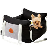 NSPNF Dog Car Seat for Small Dogs Waterproof Pet Booster Seat with Storage Pockets Clip-On Safety Leash Up to 25lbs Thicken Cushion Memory Foam Filling Portable Pet Travel Carrier Bed Black